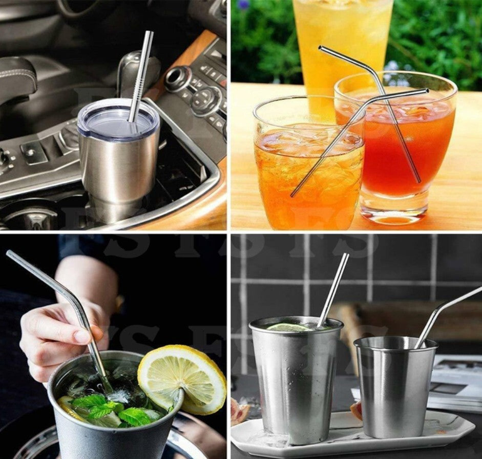 Reusable Stainless Steel Straws & Cleaning Brushes