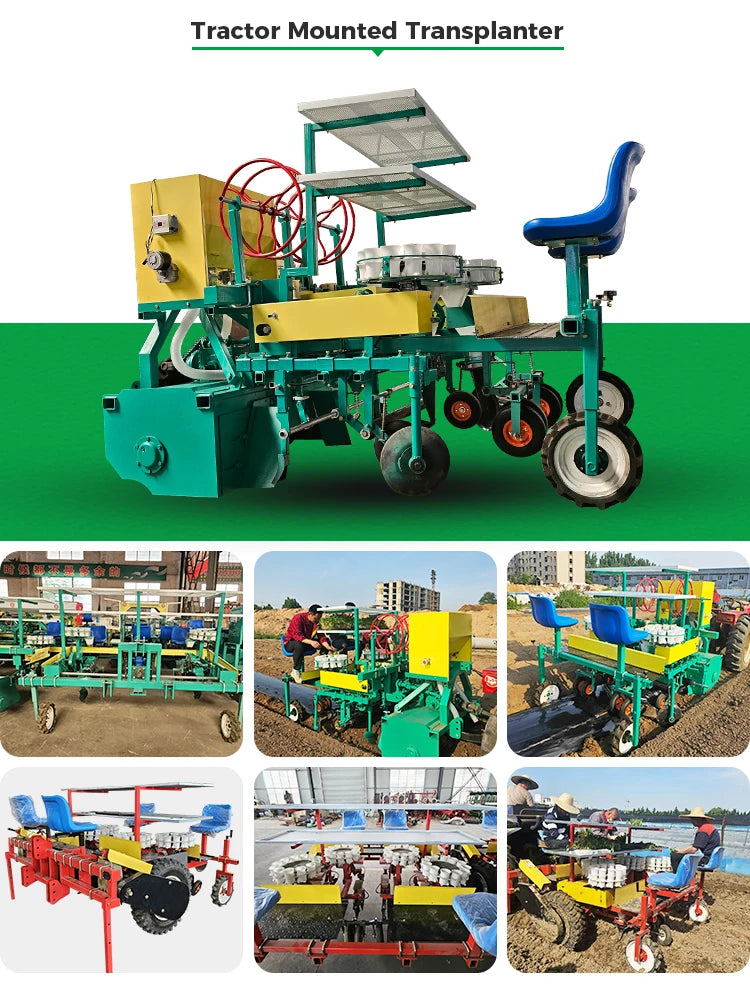 High Efficiency Gearbox Vegetable Transplanter Seedling Planter with Adjustable Spacing for Multi-Crop Use