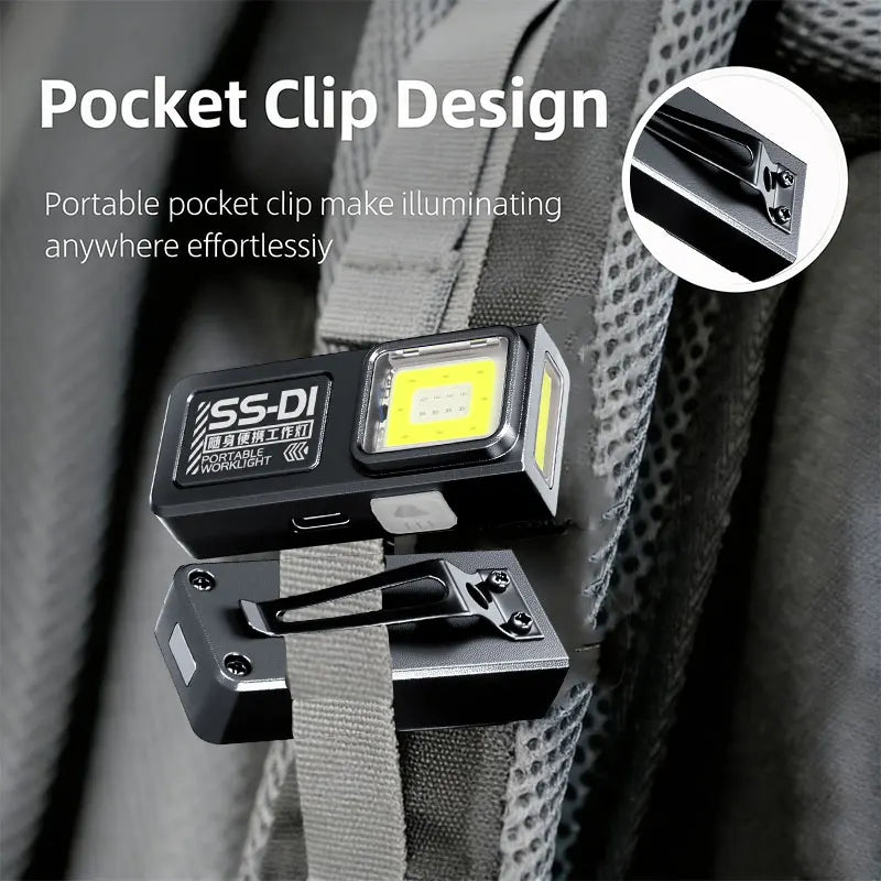 Portable Mini COB LED Flashlight Rechargeable Powerful Work Light with Clip Magnet Waterproof EDC Camping Walking Pocket Lamp