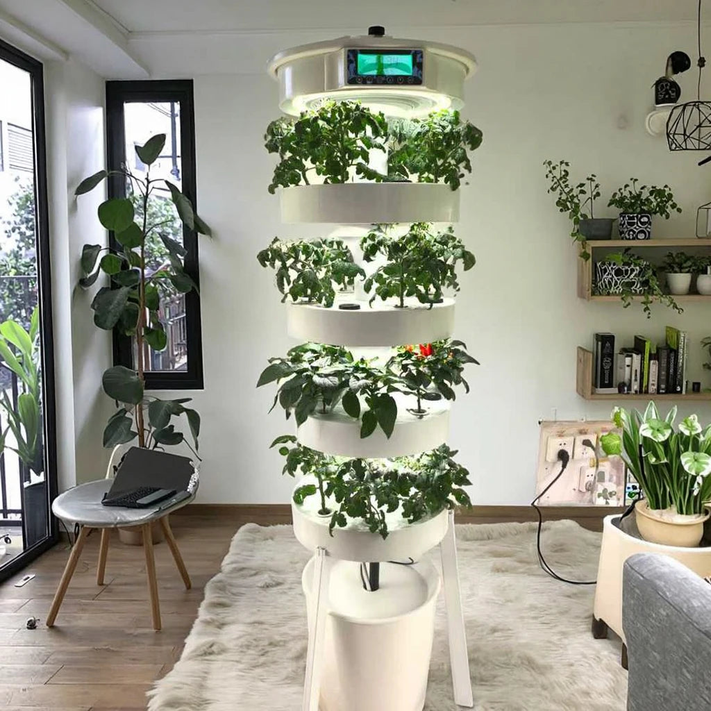 Small Vertical Hydroponic System Pump Grow Lights for Indoor Garden Plant Cabinets Automatic Watering Aquaponic