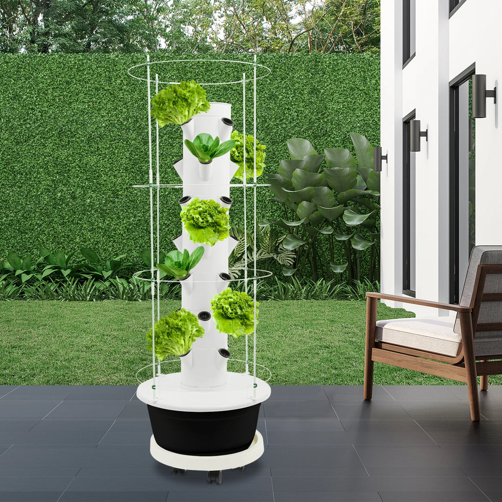 Growing Tower, 28-Plant Hydroponic Indoor Vertical Garden Kit, Hydroponics Growing Tower with Climbing Trellis, 30L Water Tank & Automatic Timer,for Vegetables Herbs