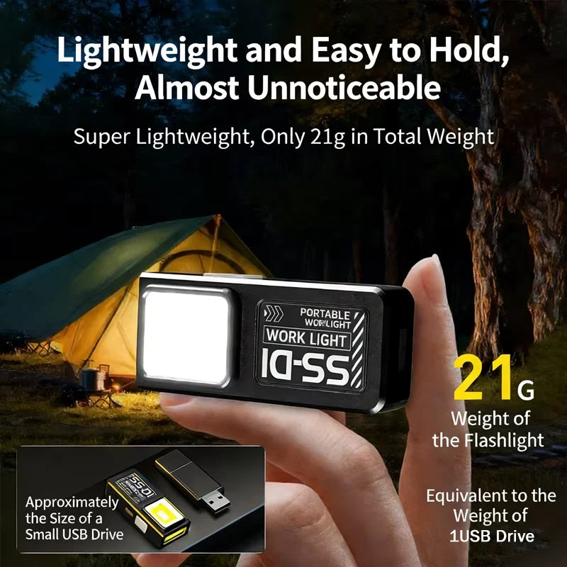 Mini COB LED Flashlight USB C Rechargeable Powerful Work Light with Clip And Magnet Waterproof EDC Camping Walking Pocket Lamp