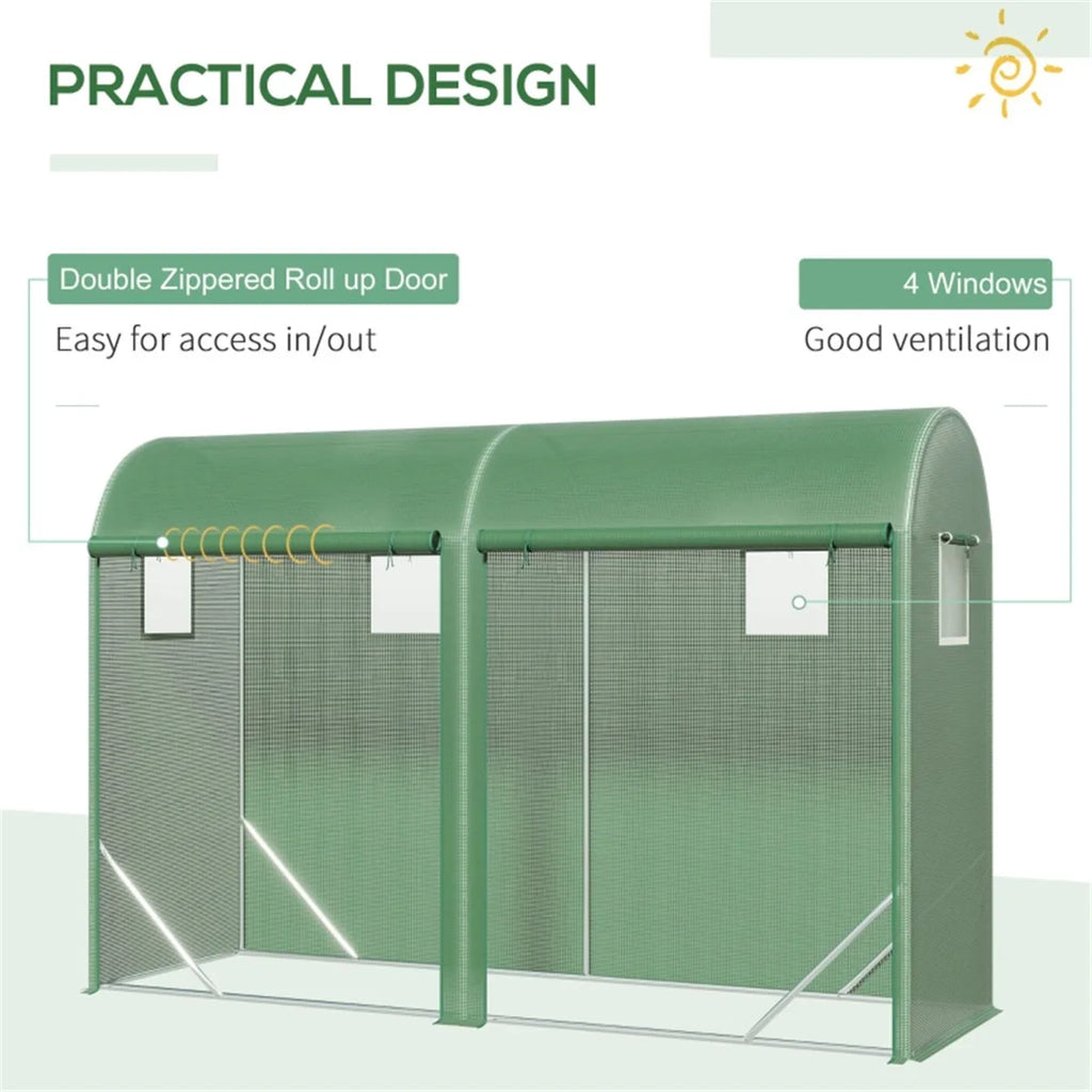 Large Walk-in Tunnel Greenhouse, Outdoor PE Mesh Plant Growing Tent with Roll-Up Zipper Door & Ventilated Windows, for Backyard Gardening