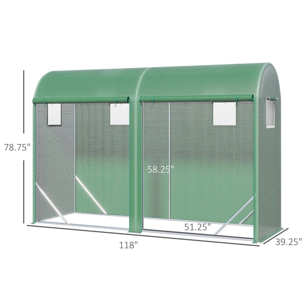 Large Walk-in Tunnel Greenhouse, Outdoor PE Mesh Plant Growing Tent with Roll-Up Zipper Door & Ventilated Windows, for Backyard Gardening