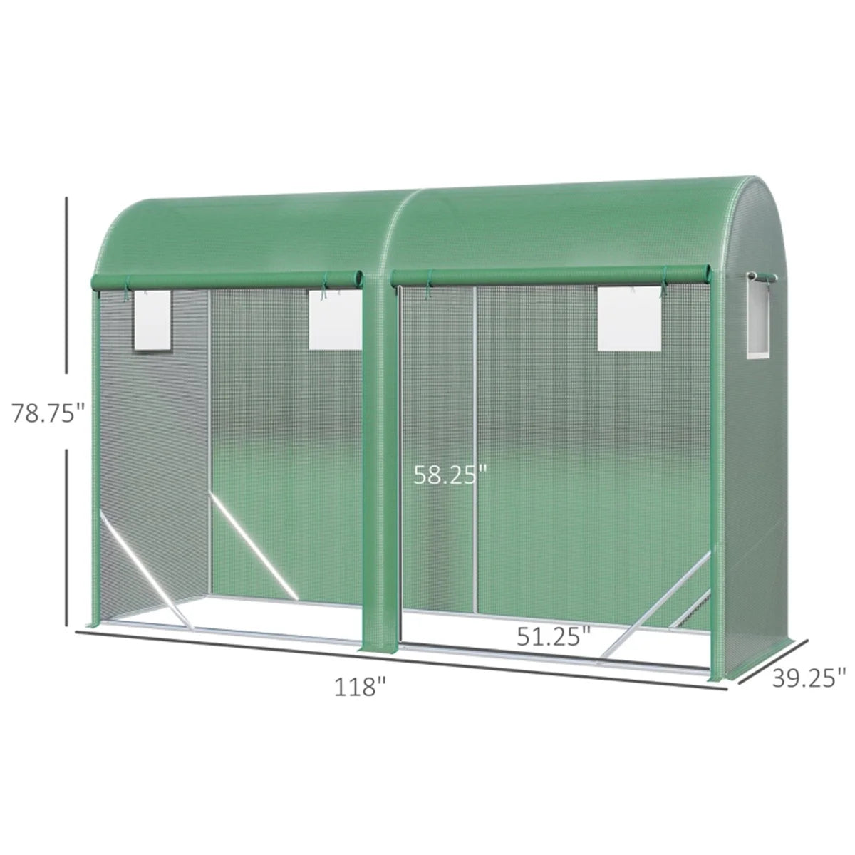 Large Walk-in Tunnel Greenhouse, Outdoor PE Mesh Plant Growing Tent with Roll-Up Zipper Door & Ventilated Windows, for Backyard Gardening