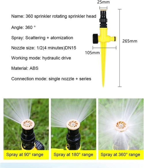360° Rotation Auto Irrigation System Garden Lawn Sprinkler Patio Save