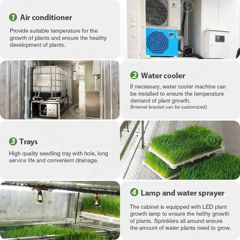 Fully Automatic Farm System Hydroponic Forage Mushroom Fodder Growing Grow Container Bean Sprout Farming Machine