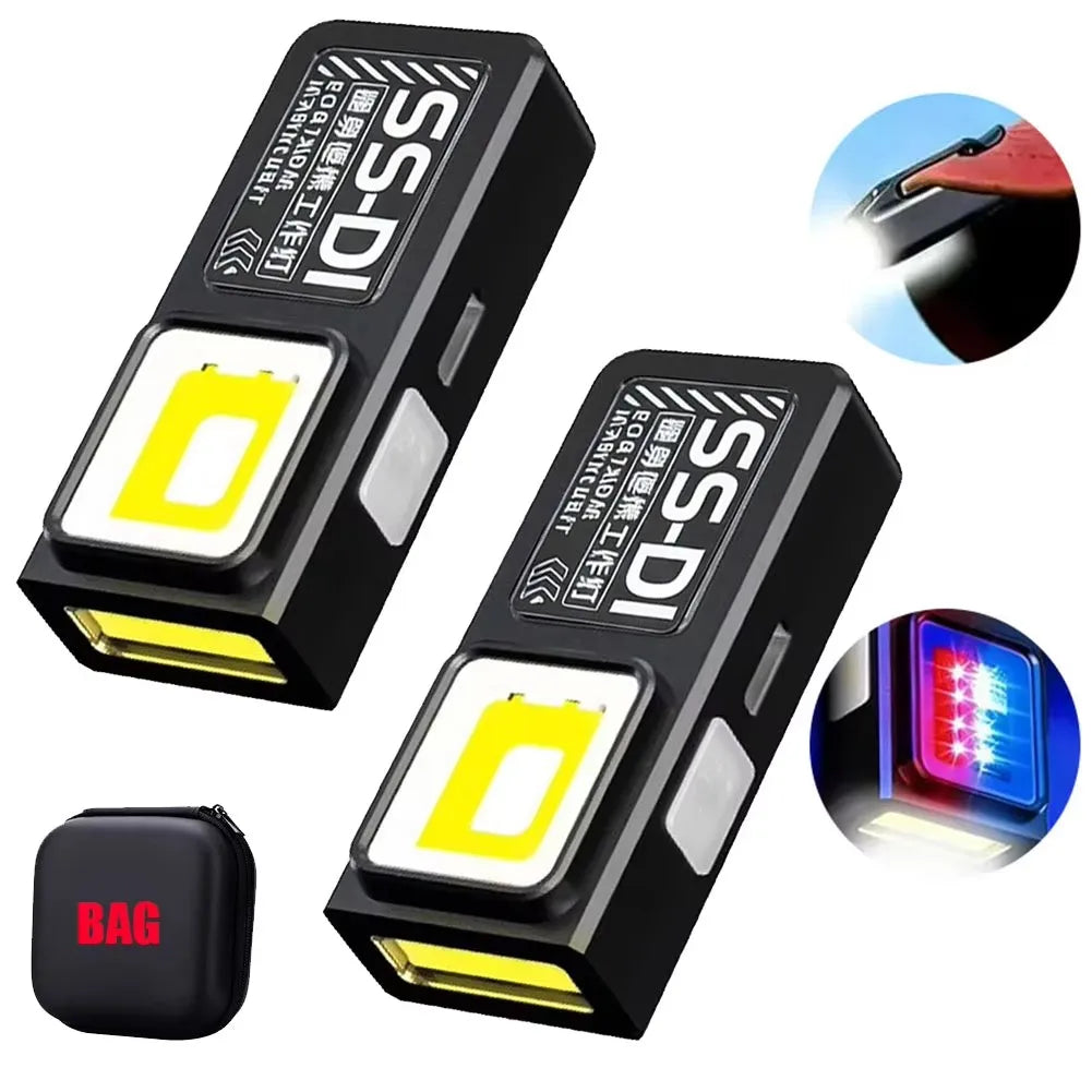 Mini COB LED Flashlight USB C Rechargeable Powerful Work Light  with Clip Magnet Waterproof EDC Camping Walking Pocket Lamp
