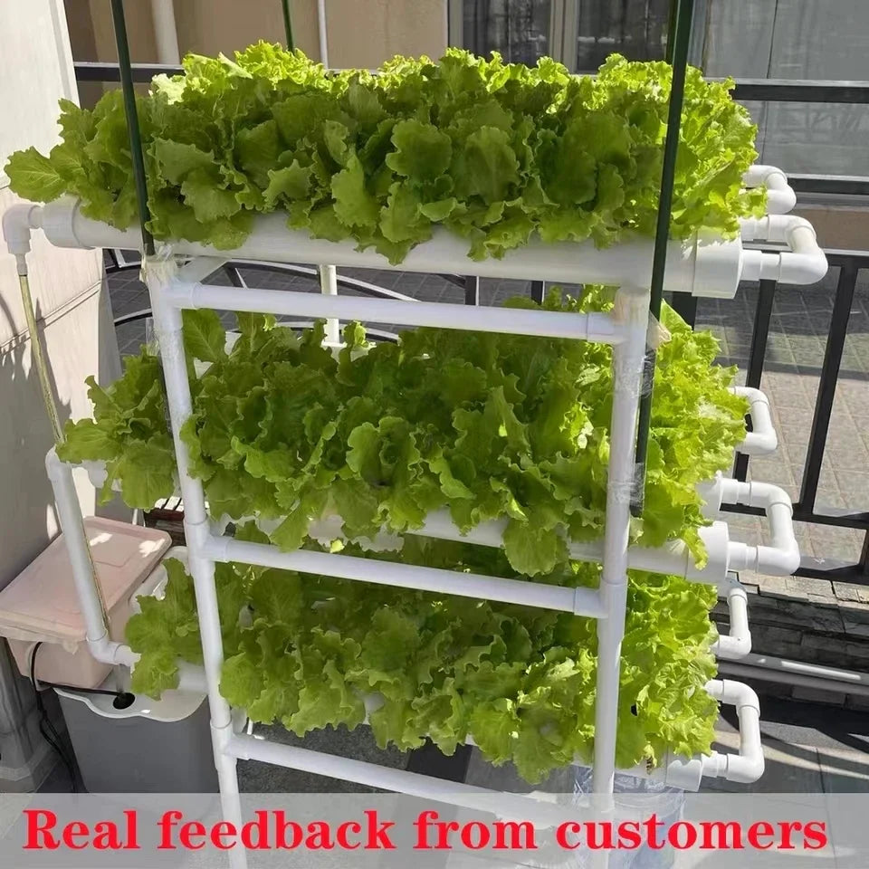 108 Holes Pipe Grow Kit NFT Indoor Greenhouse Planting Box Gardening System Nursery Pot Hydroponic Rack