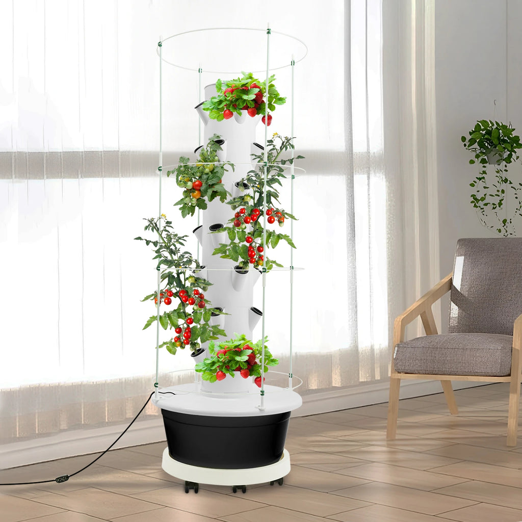 Growing Tower, 28-Plant Hydroponic Indoor Vertical Garden Kit, Hydroponics Growing Tower with Climbing Trellis, 30L Water Tank & Automatic Timer,for Vegetables Herbs
