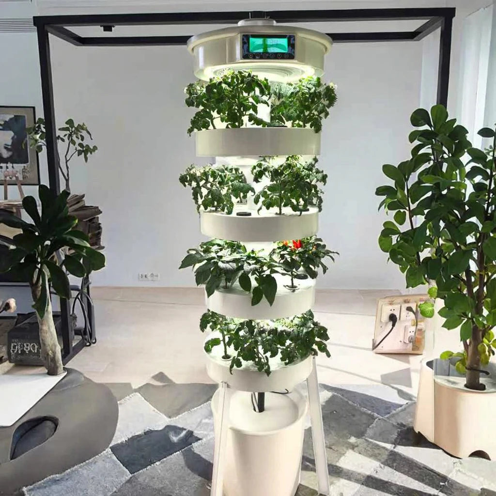 Small Vertical Hydroponic System Pump Grow Lights for Indoor Garden Plant Cabinets Automatic Watering Aquaponic