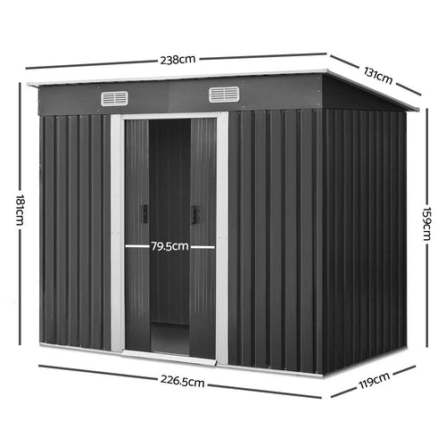 Giantz Garden Shed 2.38x1.31M Sheds Outdoor Storage Tool Metal