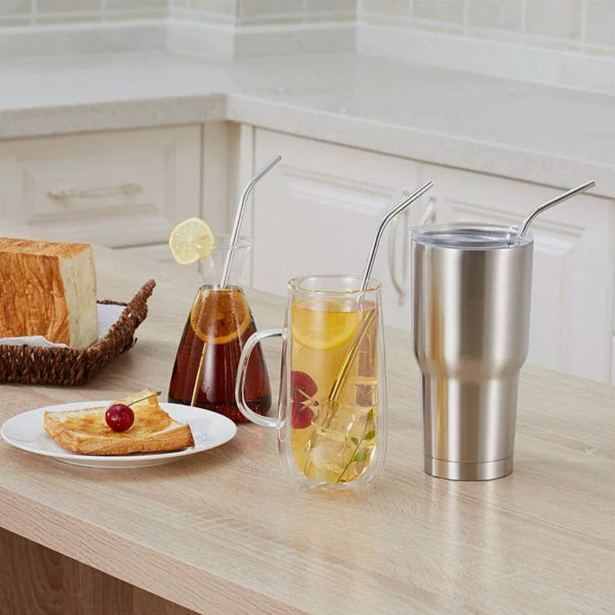 Reusable Stainless Steel Straws & Cleaning Brushes