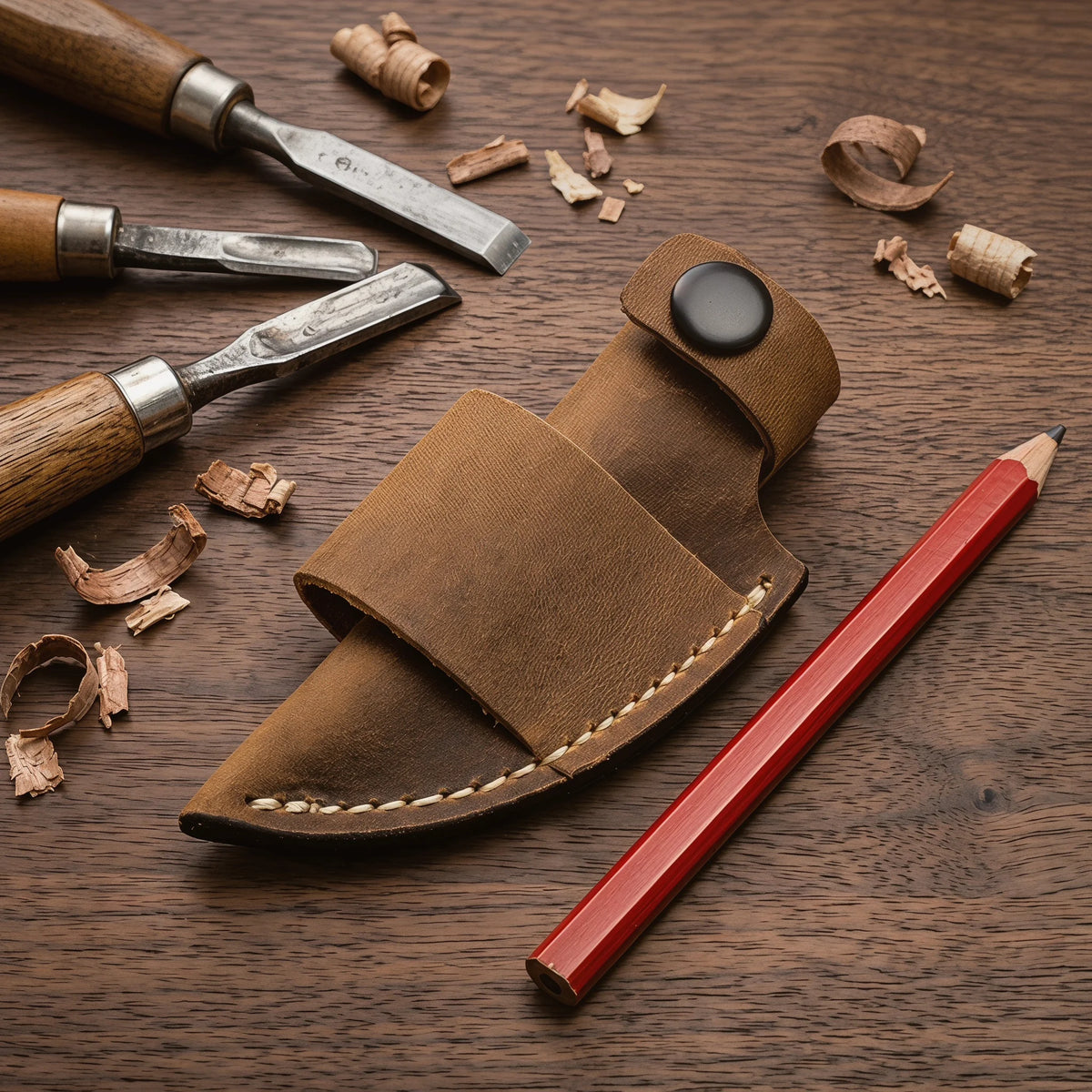 Small Knife Leather Sheath, Tool Replacement, Leather Hand-sewn Retro Leather Sheath, for 32mm Width Knife, Carry Belt Loop