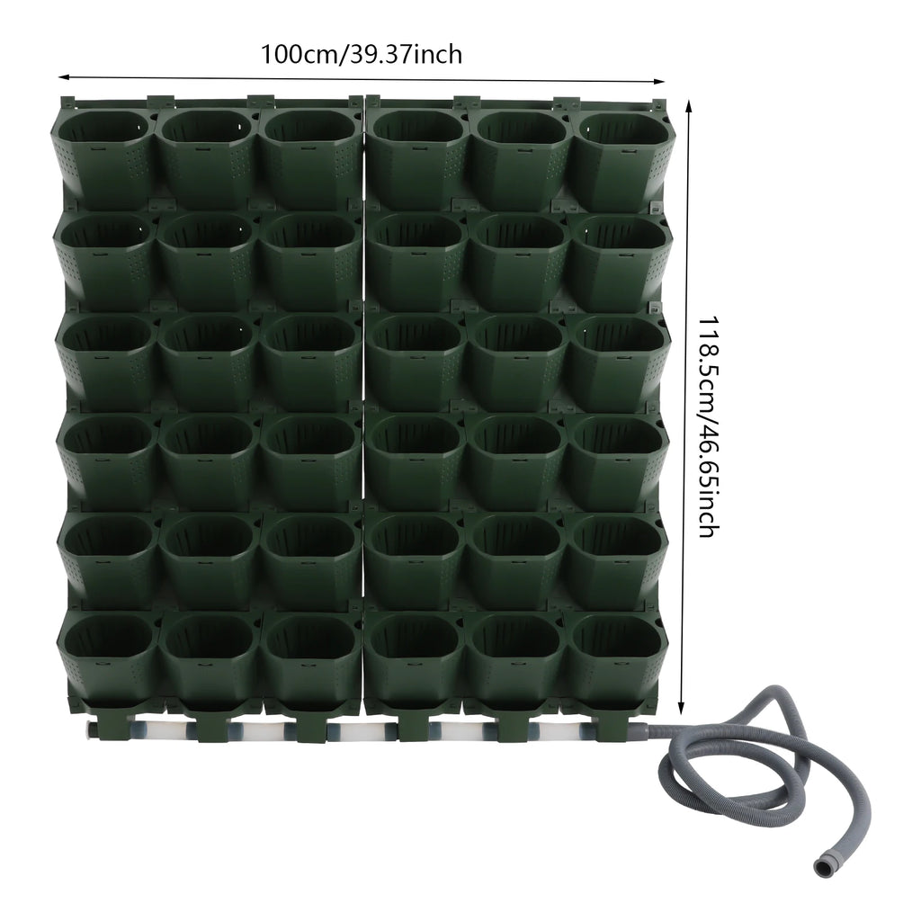 36 Holes Self-Watering Wall Mounted Vertical Planters Automatic Irrigation Plant Wall Set with Water Timer and Rain Sensor Garden Growing System for Kitchen Balcony Terrace Garden