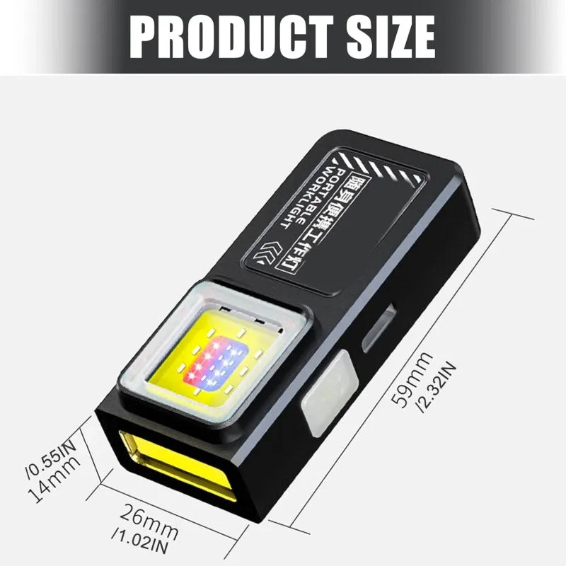 Mini COB LED Flashlight USB C Rechargeable Powerful Work Light  with Clip Magnet Waterproof EDC Camping Walking Pocket Lamp