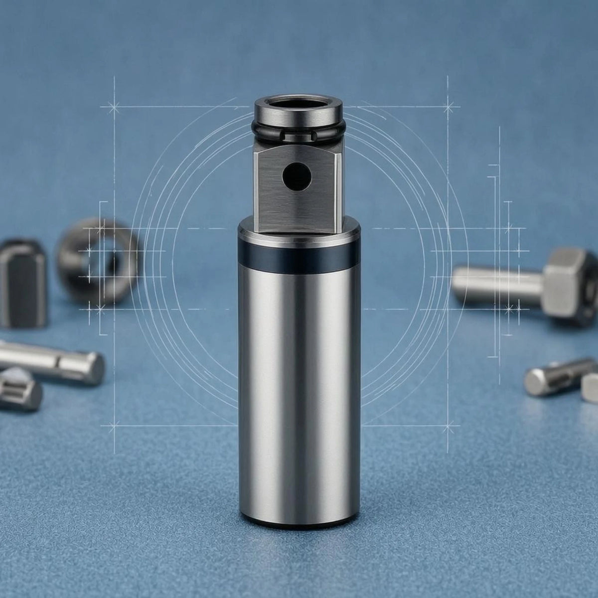 Drill Conversion Adapter Shaft Brushed Silver Electric Drill Adapter Shaft Power Tool Accessory Cylindrical Body Dark Collar