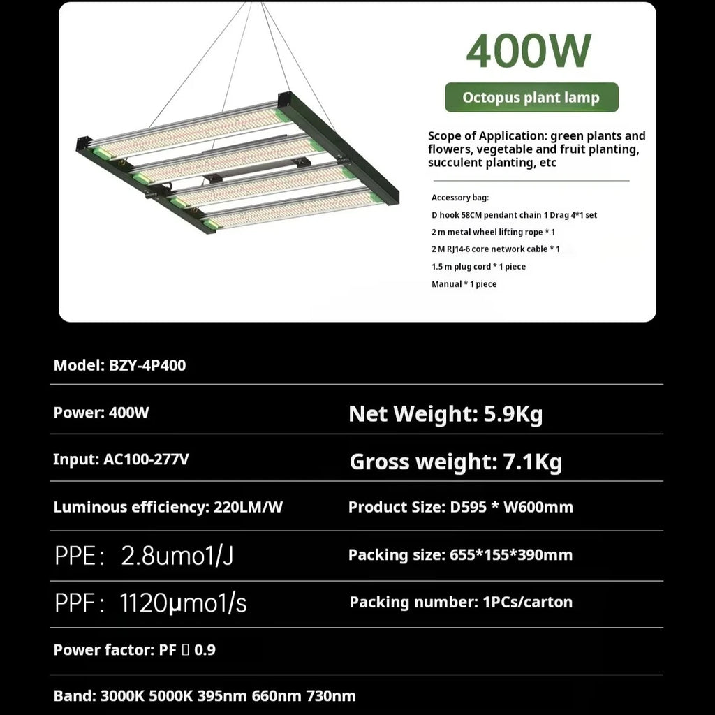 Foldable Octopus Full Spectrum LED Grow Light For Commercial Indoor Farms Greenhouses Grow Tents Large Area Plant Cultivation