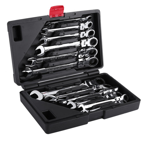 12-Piece Metric Ratchet Spanner Set – 8–19 mm with Case