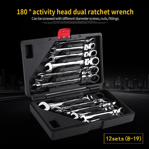 12-Piece Metric Ratchet Spanner Set – 8–19 mm with Case