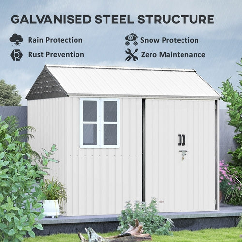 8' x 6' Metal Garden Storage Shed, Extra Large Outdoor Tool Storage