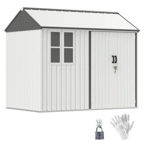 8' x 6' Metal Garden Storage Shed, Extra Large Outdoor Tool Storage