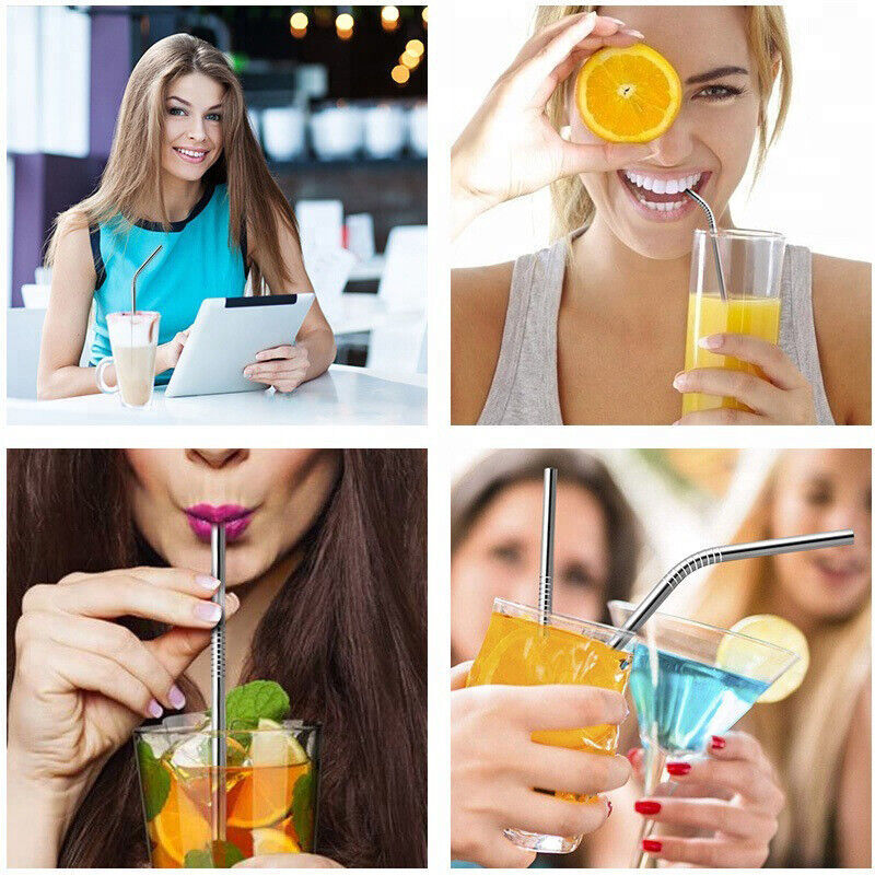 Reusable Stainless Steel Straws & Cleaning Brushes