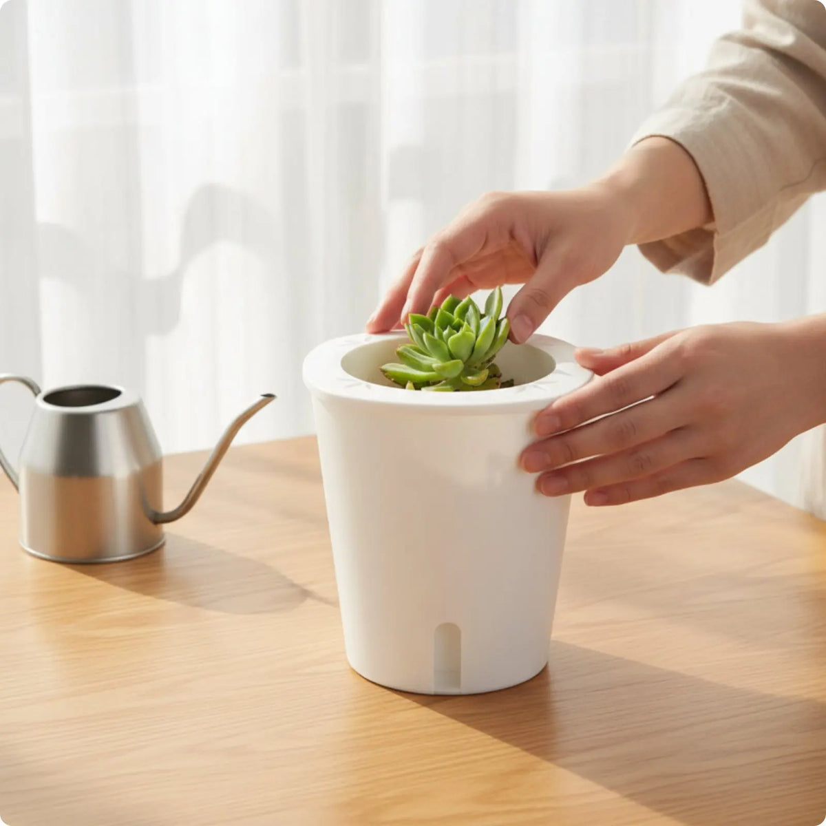 Self-Watering Round Planter