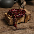 Natural Chinese Sandalwood 108 Prayer Beads Mala Bracelet Necklace 6mm Buddhist Buddha Rosary Elastic Wrist Jewelry Luck Amulet
