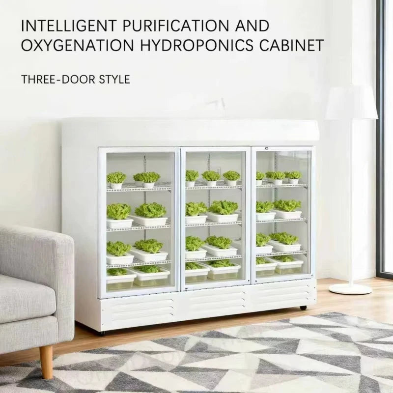 HEZHOU HZ-3 Indoor Hydroponic Multi-Layer Smart Automatic Vertical Farming Planting Cabinet PLC Control | Vegetable Growing